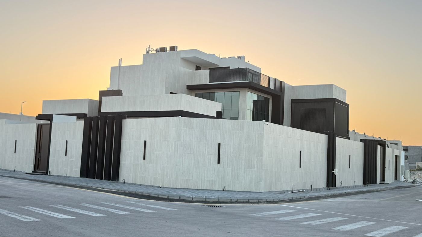 Khalaf Villa finished exterior at sunset