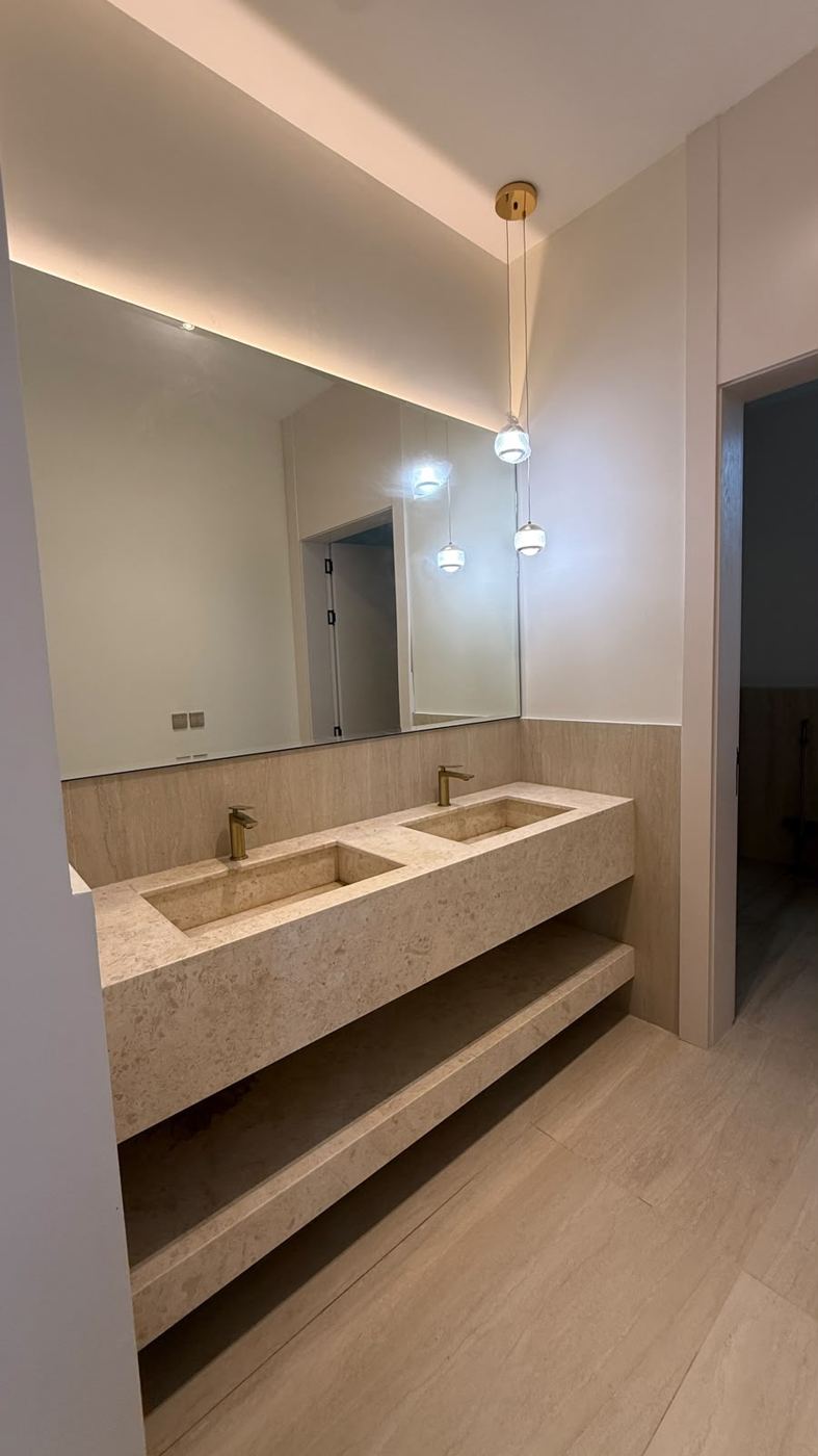 Bathroom vanity in stone